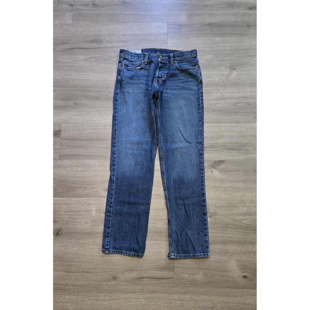 Hollister Men Classic Straight Jeans Size 30x32(32x32) Button Fly Blue Denim Y2K